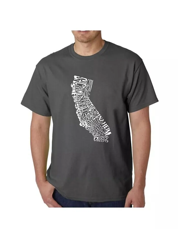 Футболка с надписью Word Art для мужчин - California State LA Pop Art — изображение 1 из 2, серый