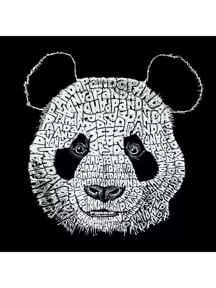 Футболка мужская Word Art с длинным рукавом - Голова панды LA Pop Art — изображение 2 из 2, черный