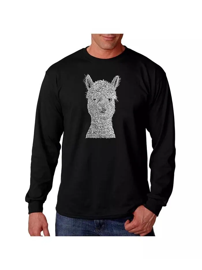 Мужская футболка Word Art - Alpaca с длинным рукавом LA Pop Art — изображение 1 из 2, черный