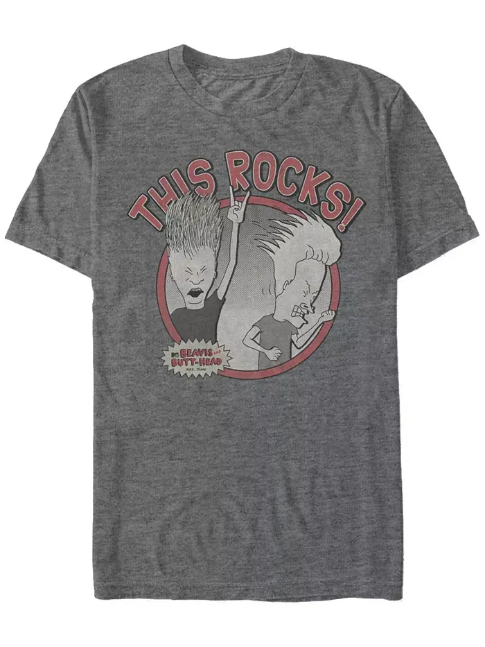 Футболка с коротким рукавом Beavis and Butthead MTV Men's Rock Out Man Logo Fifth Sun — изображение 1 из 1, темно-серый