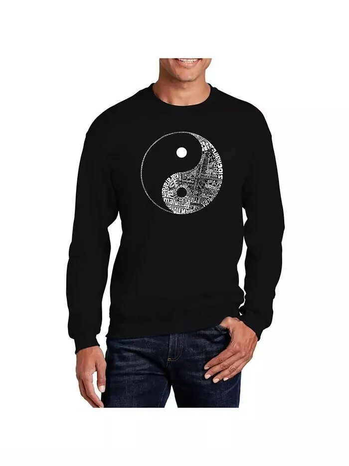 Мужская толстовка с круглым вырезом Word Art Yin Yang LA Pop Art — изображение 1 из 2, черный