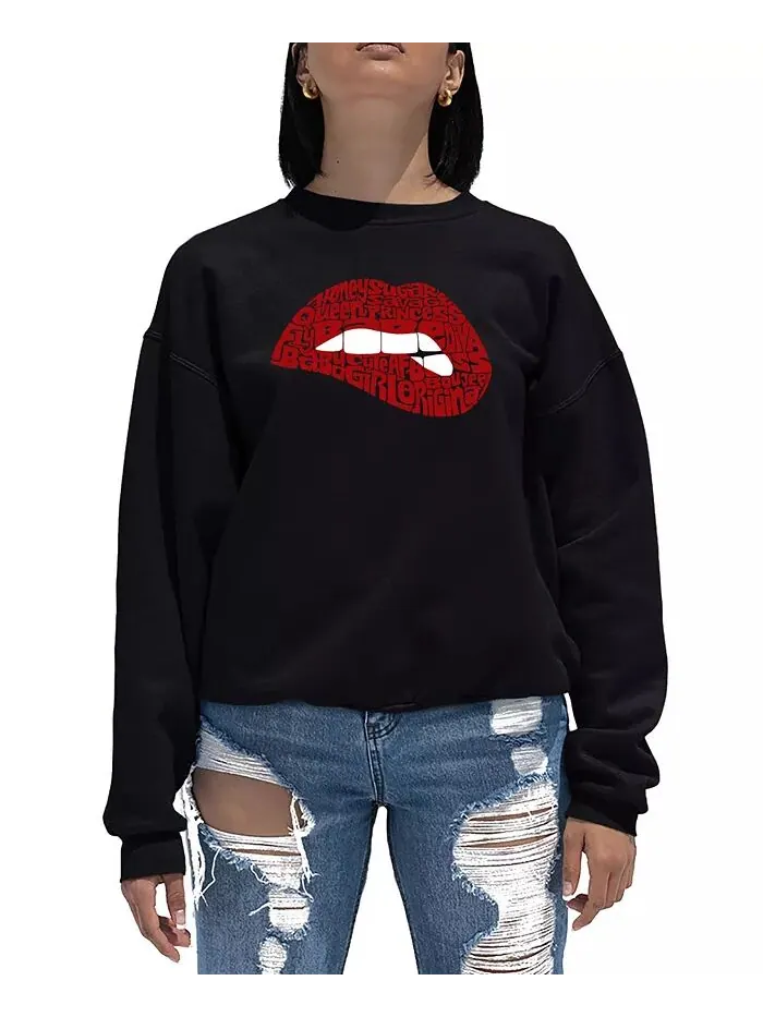 Женская толстовка Word Art Crewneck Savage Lips LA Pop Art — изображение 1 из 2, черный