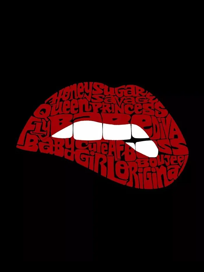 Женская толстовка Word Art Crewneck Savage Lips LA Pop Art — изображение 2 из 2, черный