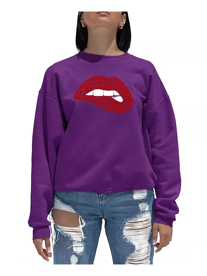 Женская толстовка Word Art Crewneck Savage Lips LA Pop Art — изображение 1 из 1, фиолетовый