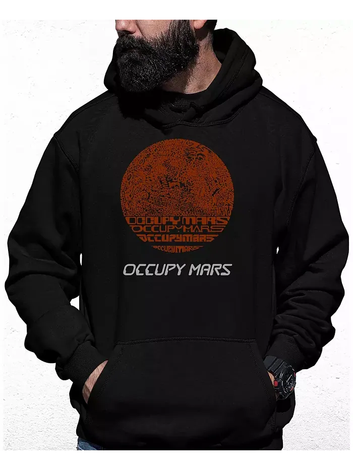 Мужской худи с принтом "Occupy Mars" LA Pop Art — изображение 1 из 2, черный