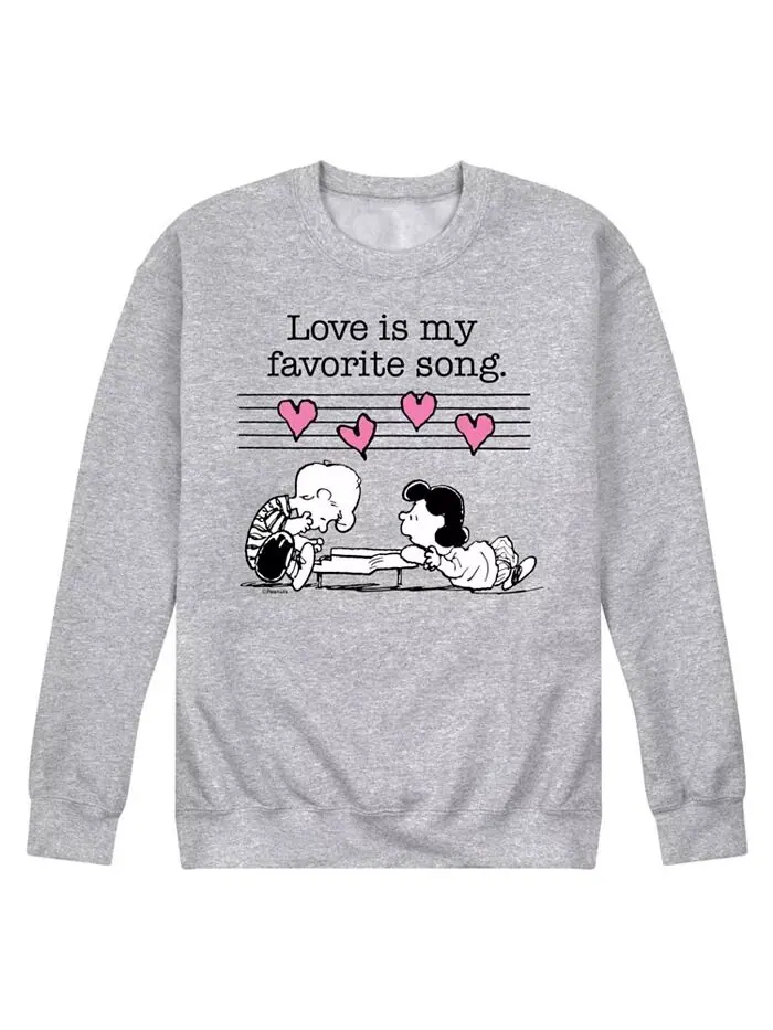 Мужская флисовая толстовка Peanuts Love is Favorite Song AIRWAVES — изображение 1 из 2, серый