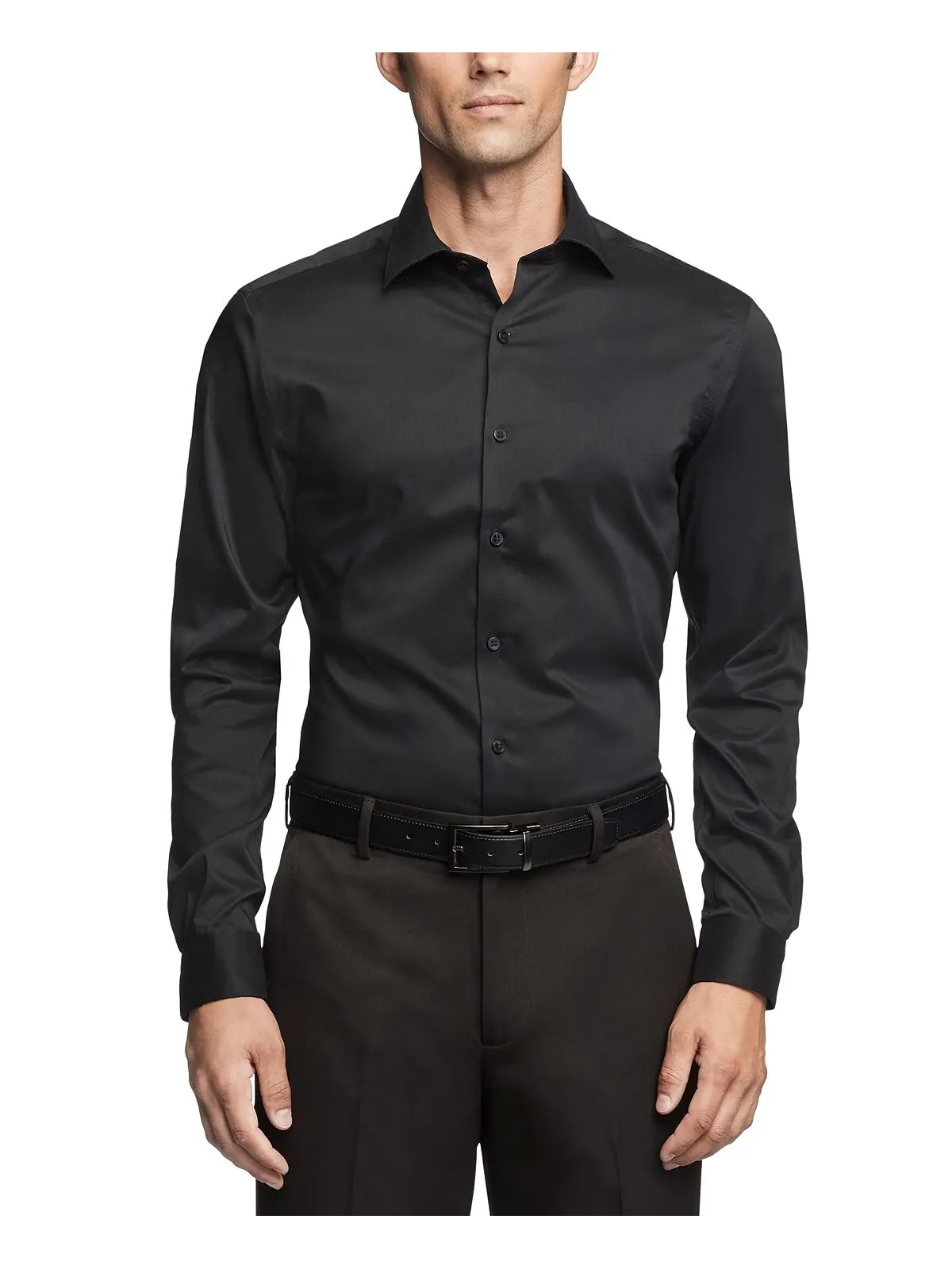 Мужская классическая рубашка slim fit с гибким воротником Van Heusen — изображение 1 из 3, черный