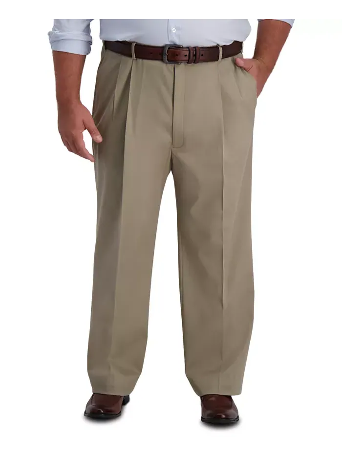 Мужские классические брюки Big & Tall Iron Free Premium Khaki со складками Haggar