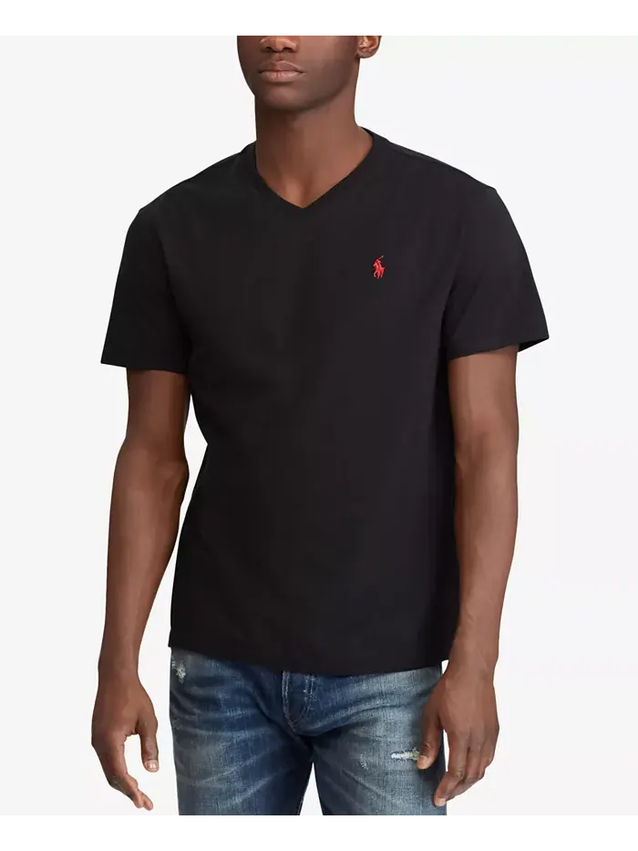 Мужская футболка с V-образным вырезом Classic-Fit Polo Ralph Lauren — изображение 1 из 7, черный