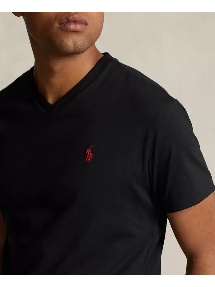 Мужская футболка с V-образным вырезом Classic-Fit Polo Ralph Lauren — изображение 4 из 7, черный