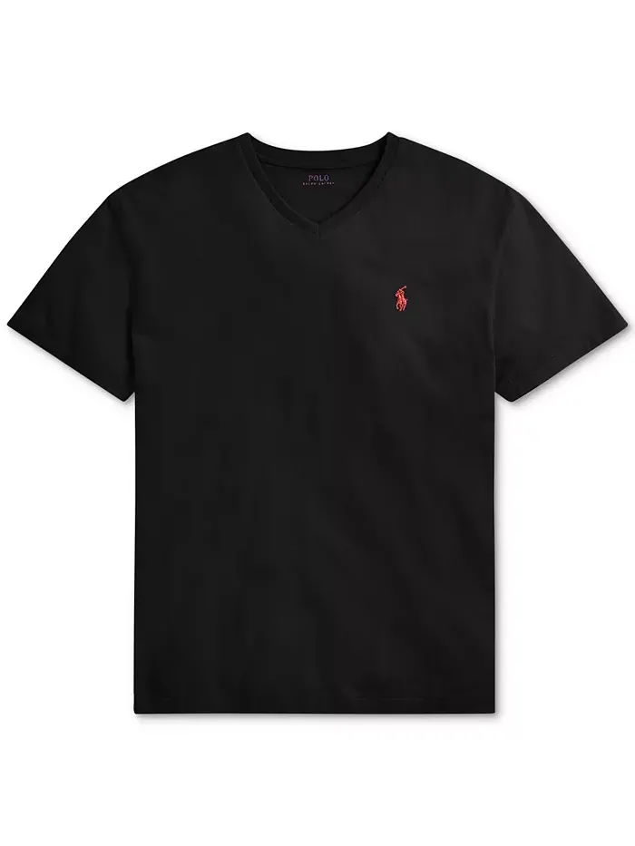 Мужская футболка с V-образным вырезом Classic-Fit Polo Ralph Lauren — изображение 6 из 7, черный