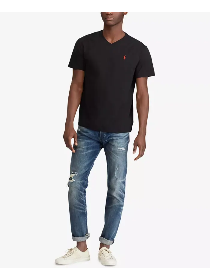 Мужская футболка с V-образным вырезом Classic-Fit Polo Ralph Lauren — изображение 7 из 7, черный