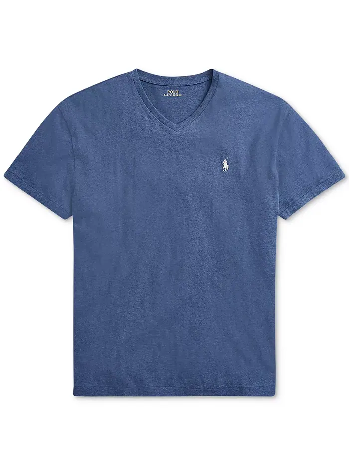 Мужская футболка с V-образным вырезом Classic-Fit Polo Ralph Lauren — изображение 6 из 6, синий
