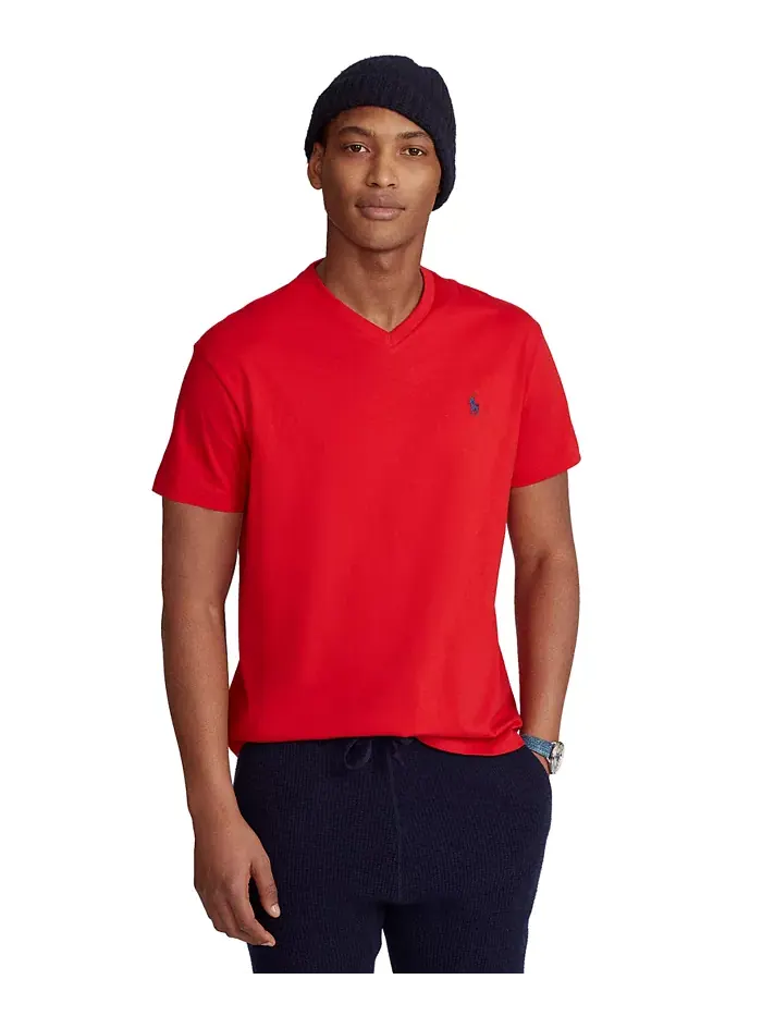 Мужская футболка с V-образным вырезом Classic-Fit Polo Ralph Lauren — изображение 1 из 7, красный