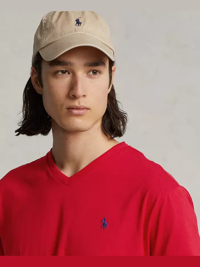 Мужская футболка с V-образным вырезом Classic-Fit Polo Ralph Lauren — изображение 4 из 7, красный