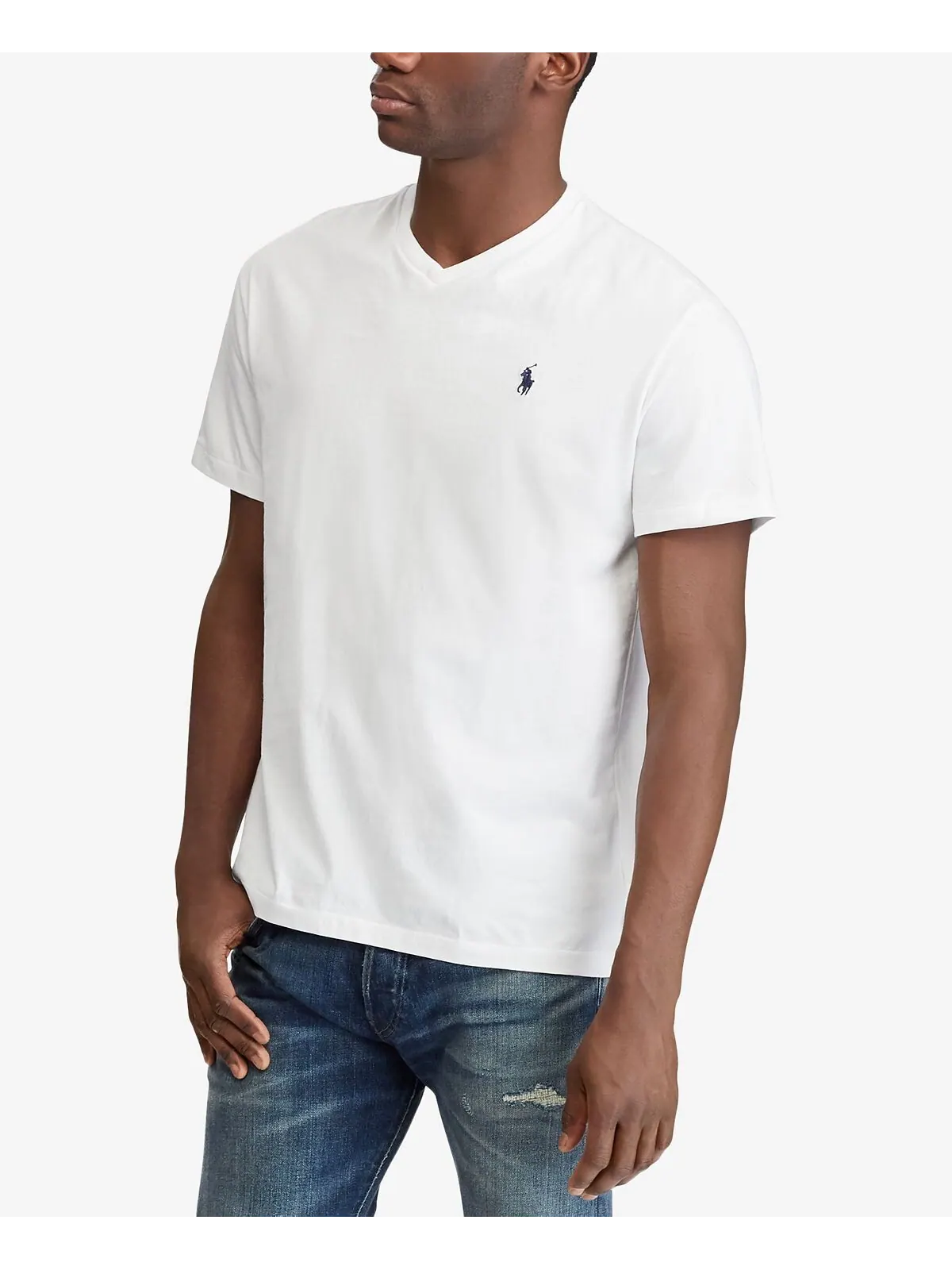 Мужская футболка Polo Ralph Lauren с V-образным вырезом — изображение 1 из 3, белый
