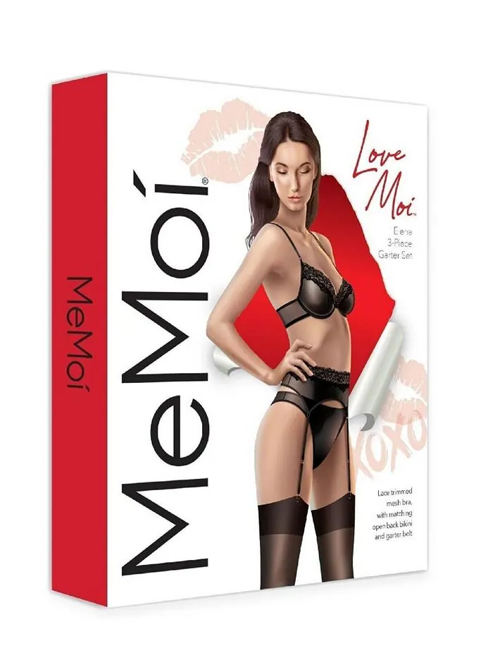 Женский комплект с подвязками из трех предметов Елена MeMoi — изображение 4 из 4, черный