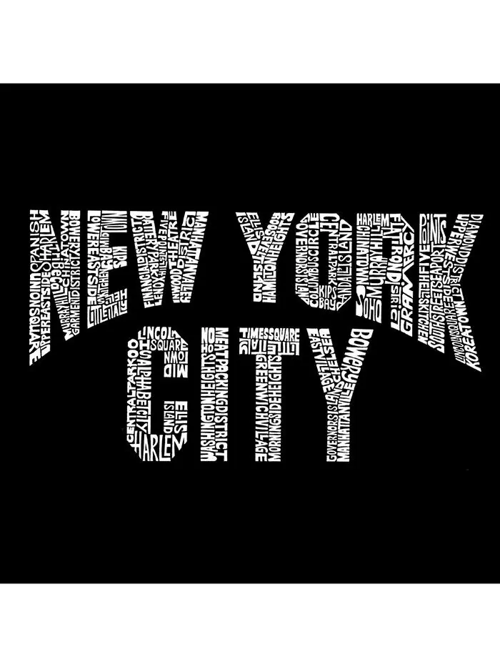 Мужская футболка с рисунком Word Art — Районы Нью-Йорка LA Pop Art — изображение 2 из 3, черный