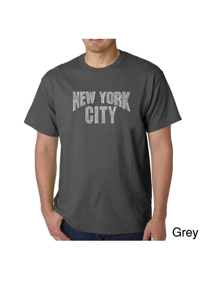 Мужская футболка с рисунком Word Art — Районы Нью-Йорка LA Pop Art — изображение 3 из 3, черный