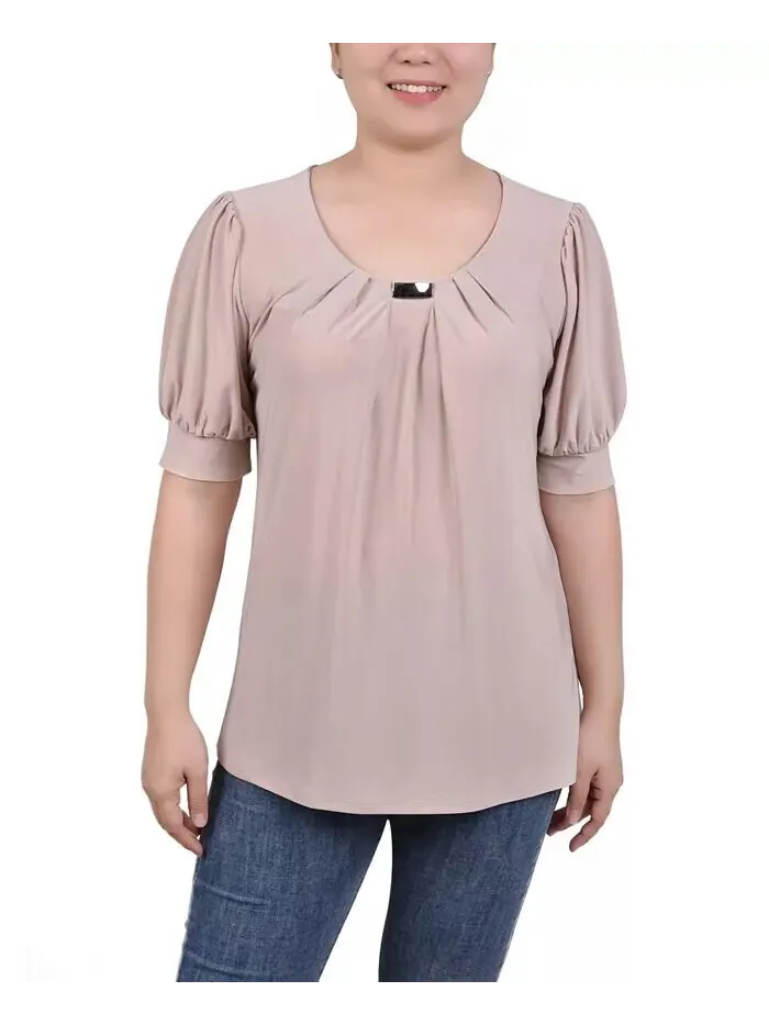 Женский топ с короткими рукавами и объемными рукавами NY Collection