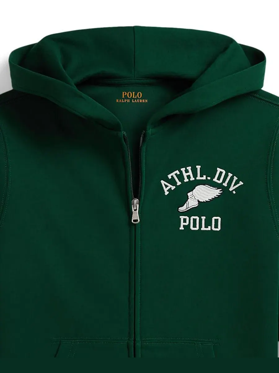 Детский худи с молнией, логотип Polo Ralph Lauren — изображение 3 из 4, зеленый