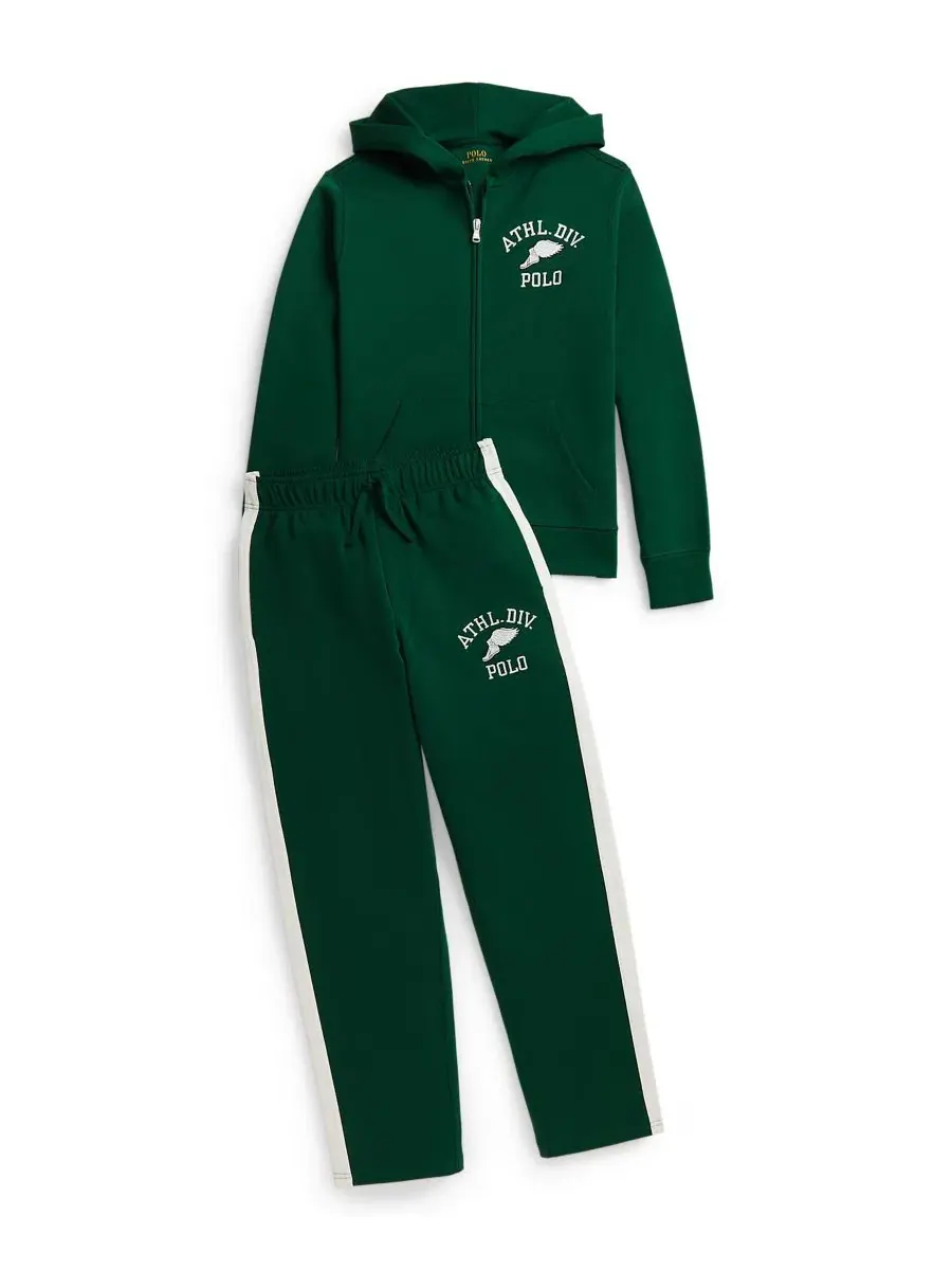 Детский худи с молнией, логотип Polo Ralph Lauren — изображение 4 из 4, зеленый