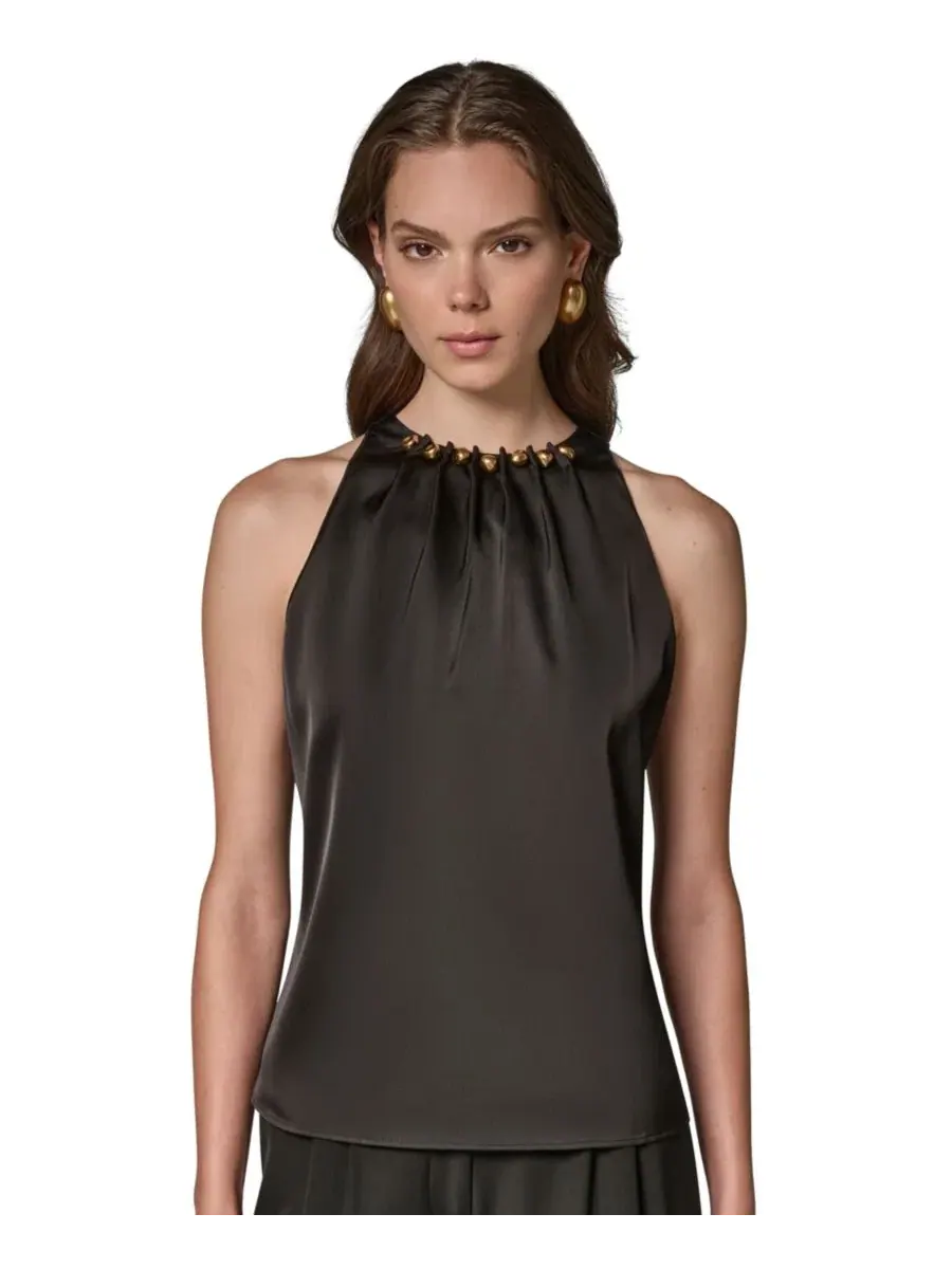 Топ без рукавов с круглым вырезом Donna Karan New York — изображение 1 из 8, черный