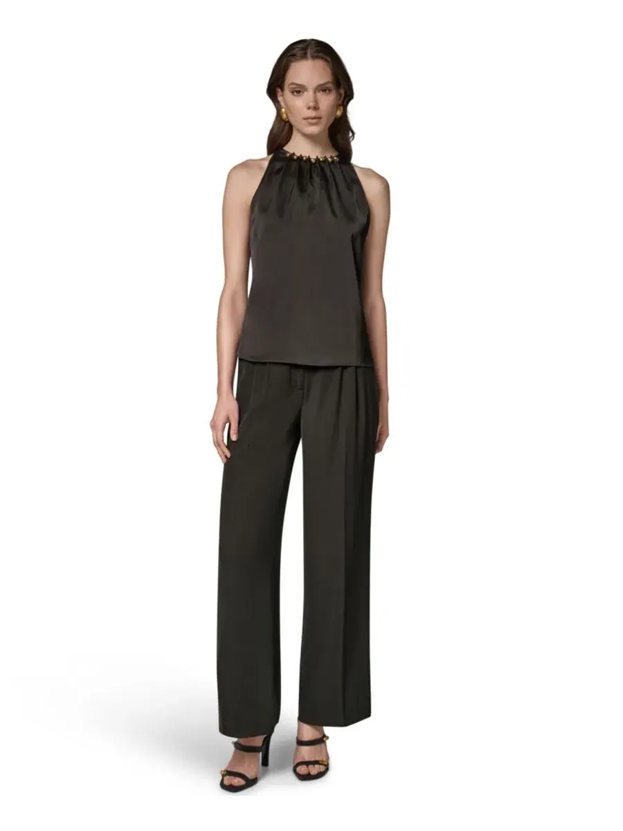 Топ без рукавов с круглым вырезом Donna Karan New York — изображение 2 из 8, черный