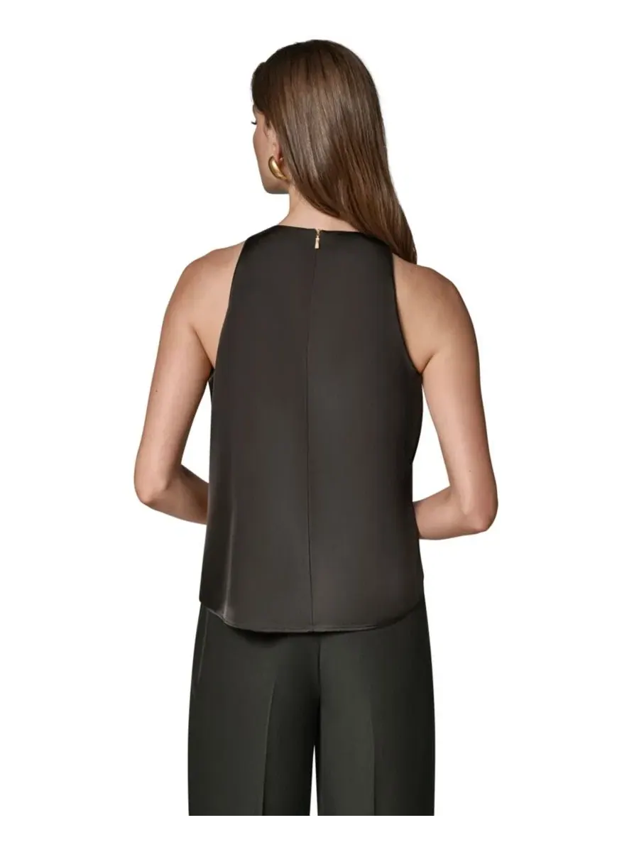 Топ без рукавов с круглым вырезом Donna Karan New York — изображение 5 из 8, черный