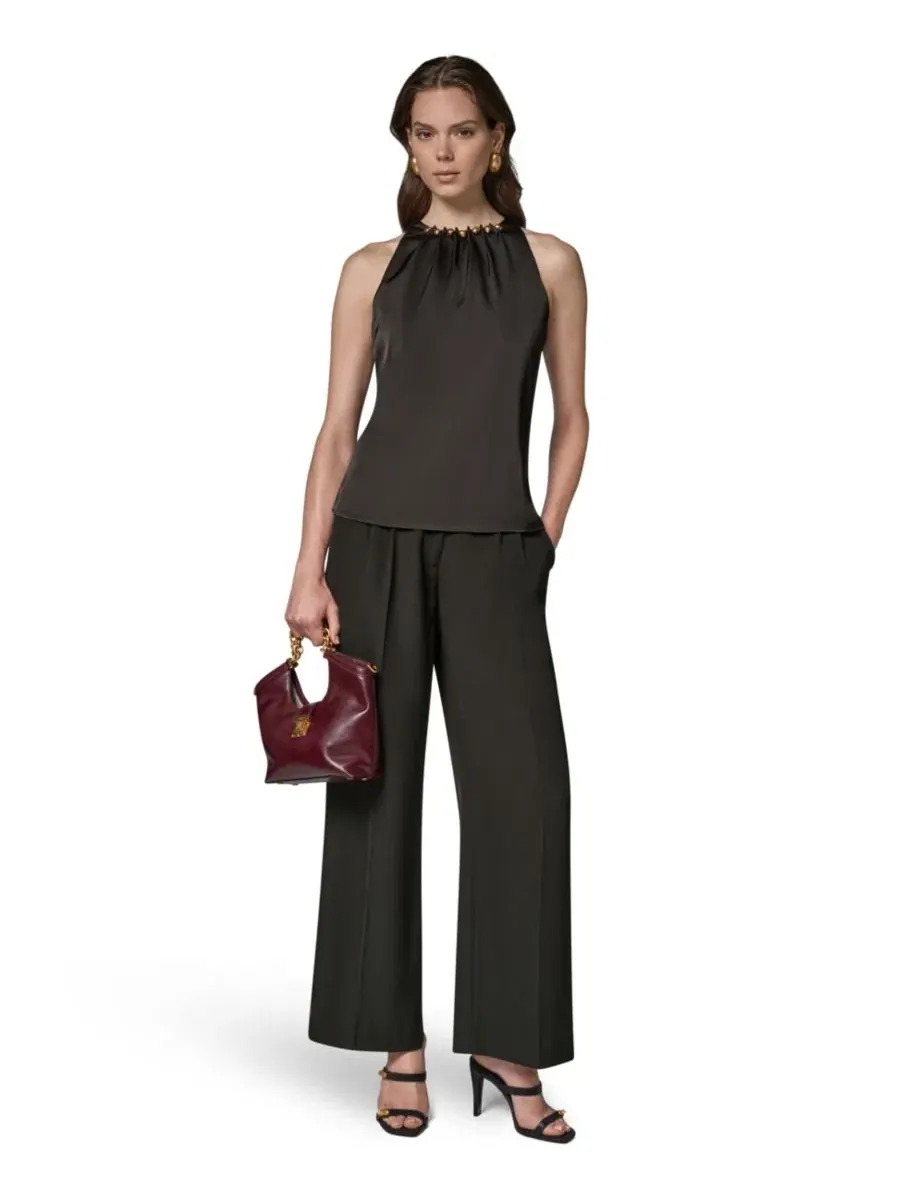 Топ без рукавов с круглым вырезом Donna Karan New York — изображение 6 из 8, черный