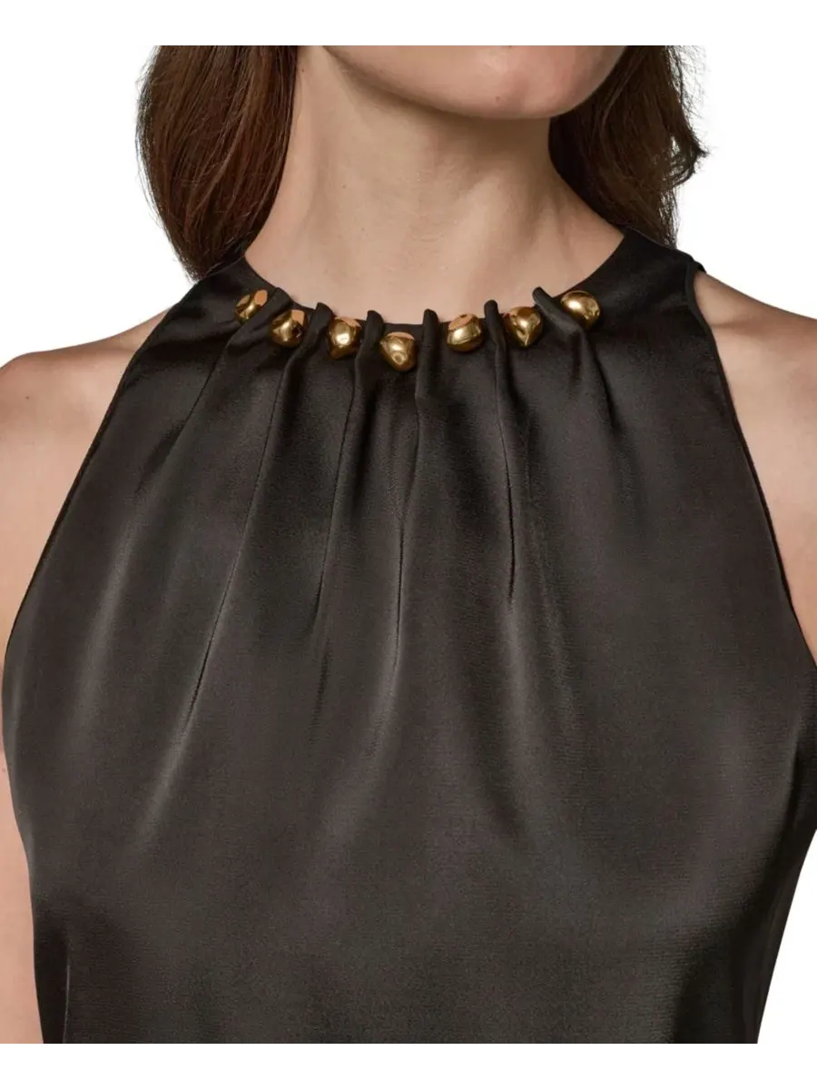 Топ без рукавов с круглым вырезом Donna Karan New York — изображение 8 из 8, черный