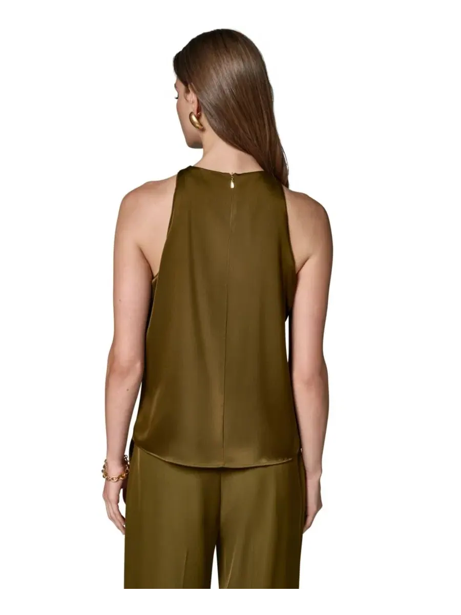 Топ без рукавов с круглым вырезом Donna Karan New York — изображение 5 из 9, оливковый