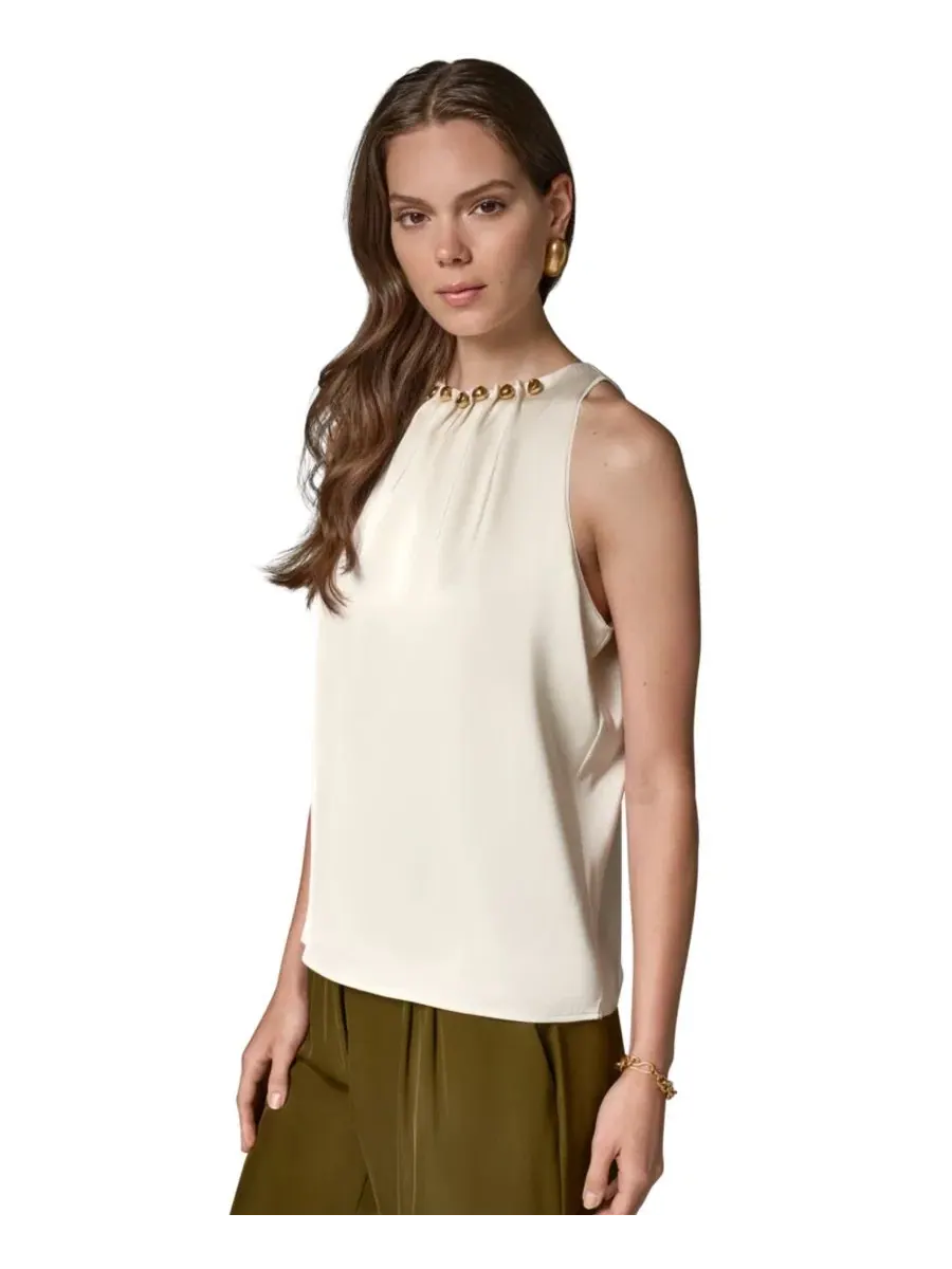 Топ без рукавов с круглым вырезом Donna Karan New York — изображение 3 из 8, белый