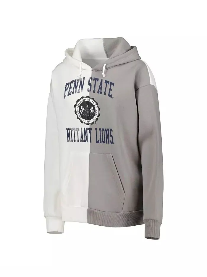 Женская серо-белая толстовка с капюшоном Penn State Nittany Lions Split Gameday Couture — изображение 2 из 2