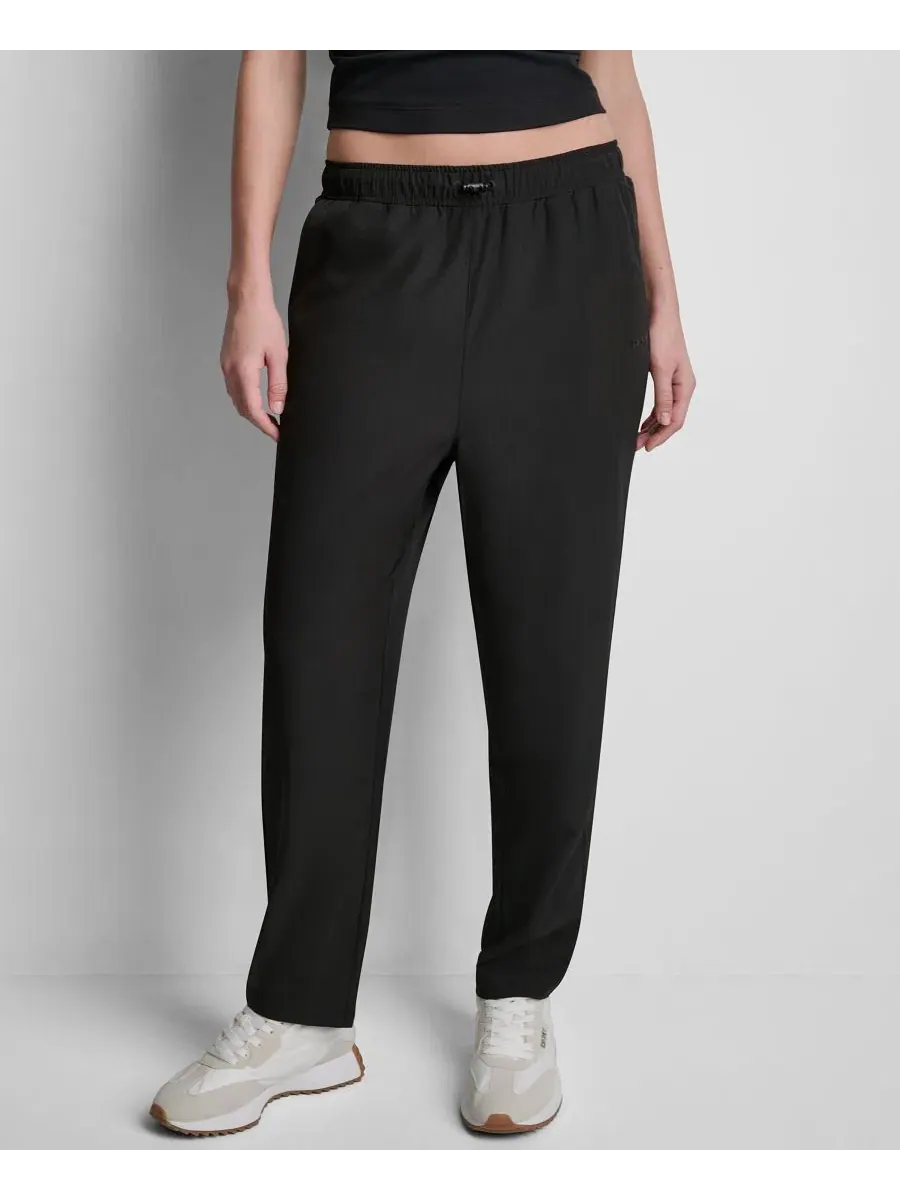 Брюки спортивные с высокой посадкой и зауженным прямым кроем DKNY Sport