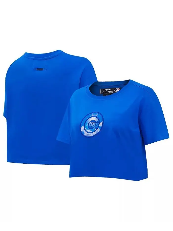 Женская футболка Royal Chicago Cubs Painted Sky с укороченным принтом Pro Standard
