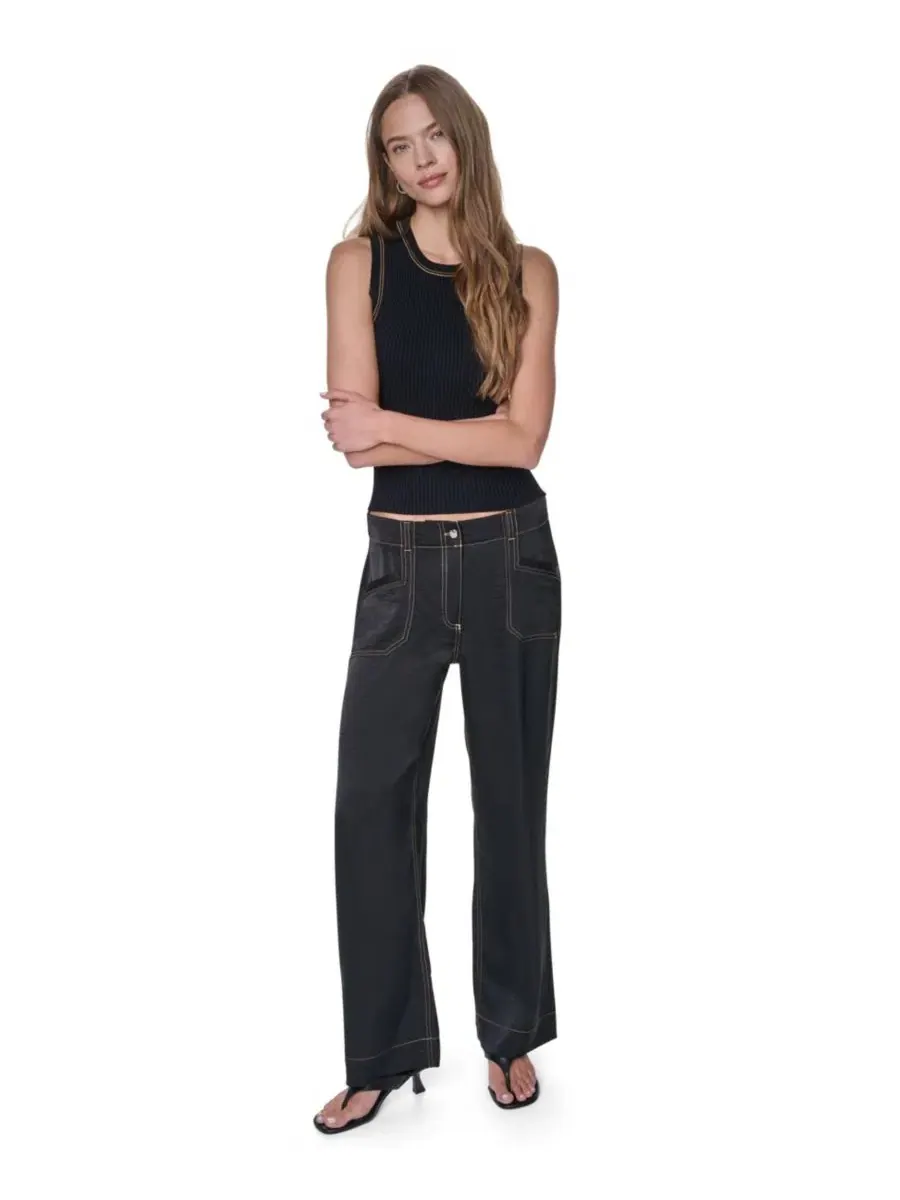 Брюки прямого кроя с отстрочкой DKNY — изображение 2 из 6, черный