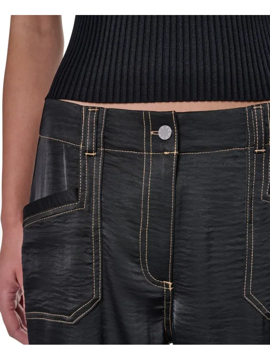 Брюки прямого кроя с отстрочкой DKNY — изображение 4 из 6, черный