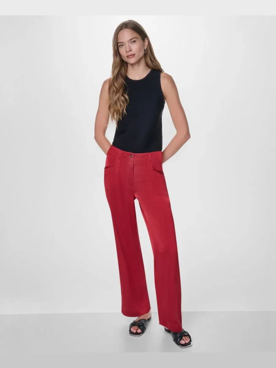 Брюки прямого кроя с отстрочкой, модель Straight-Leg Top Stitch DKNY — изображение 2 из 6, красный