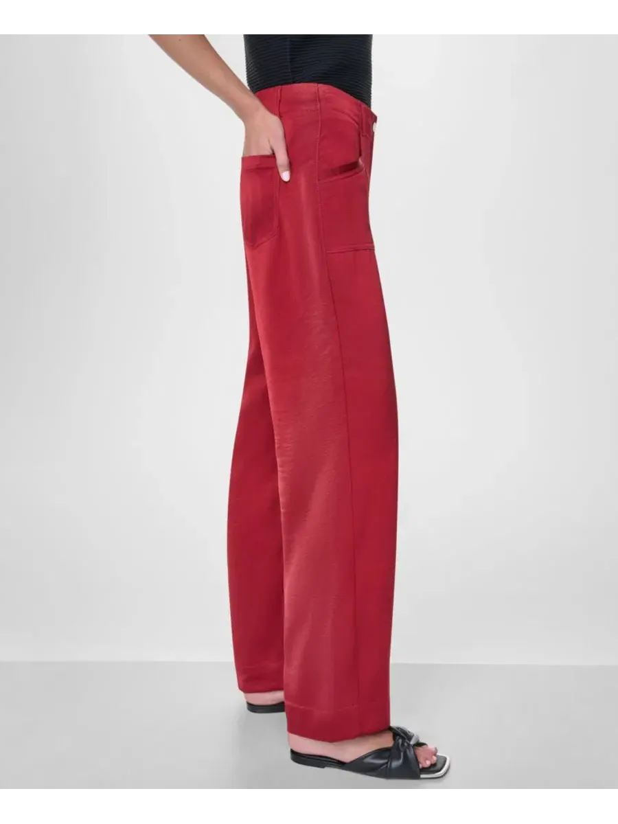 Брюки прямого кроя с отстрочкой, модель Straight-Leg Top Stitch DKNY — изображение 3 из 6, красный