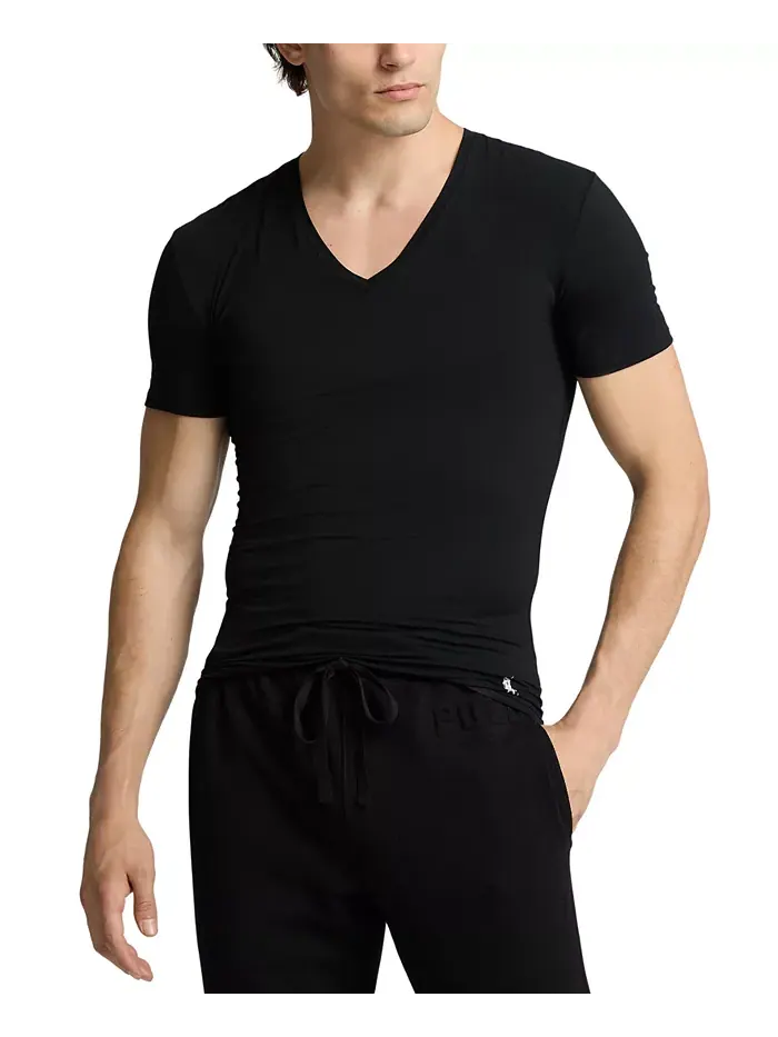 Мужские футболки с V-образным вырезом Perfect Flex, 2 шт Polo Ralph Lauren — изображение 2 из 3, черный