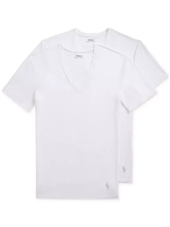 Мужские футболки с V-образным вырезом Perfect Flex, 2 шт Polo Ralph Lauren — изображение 1 из 3, белый