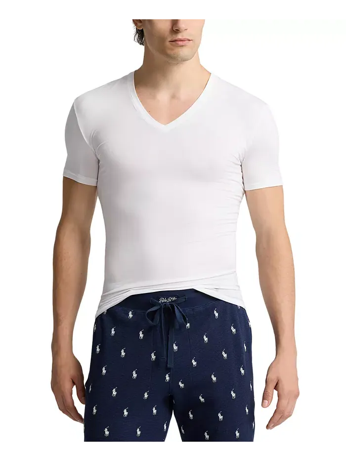 Мужские футболки с V-образным вырезом Perfect Flex, 2 шт Polo Ralph Lauren — изображение 2 из 3, белый