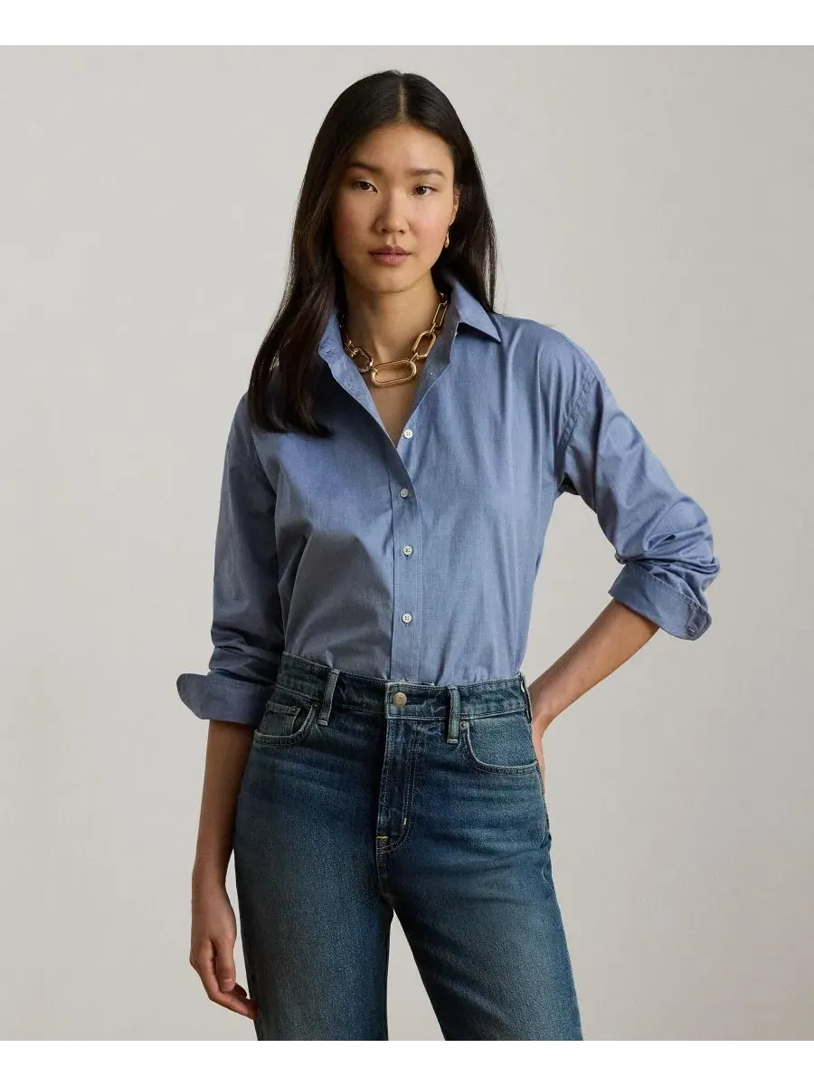 Оверсайз рубашка с пуговицами, модель Oversized Button Placket Shirt Lauren Ralph Lauren