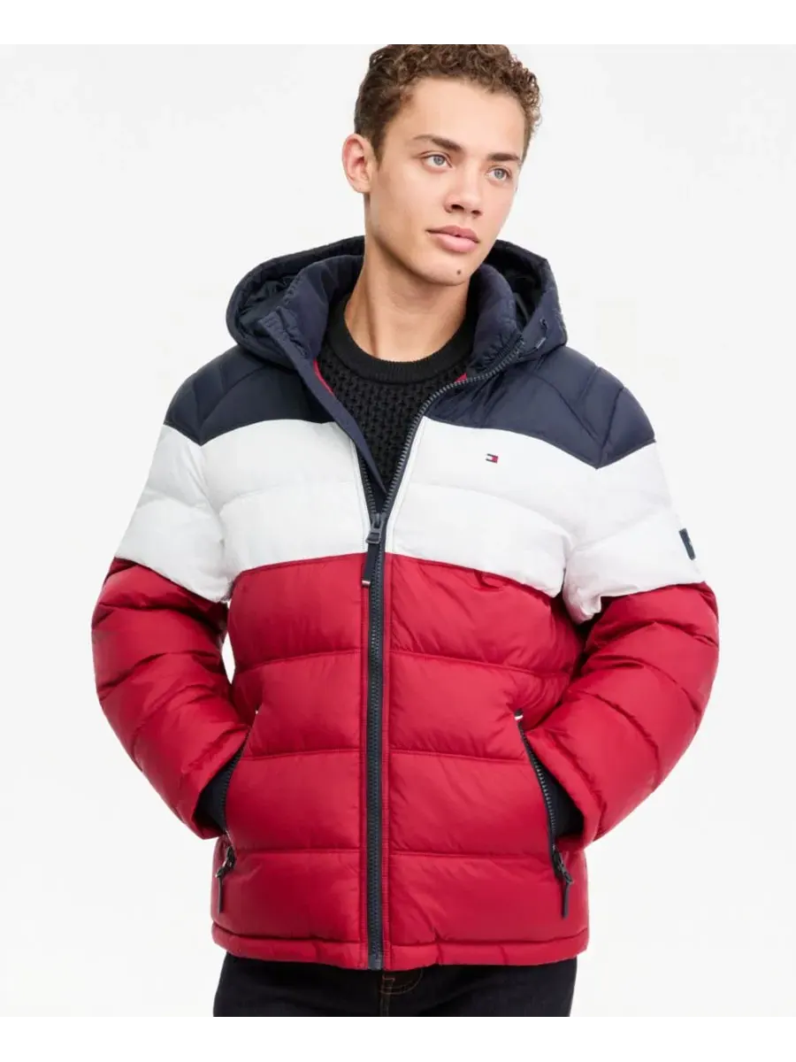 Мужская стеганая куртка-пуховик с капюшоном Tommy Hilfiger