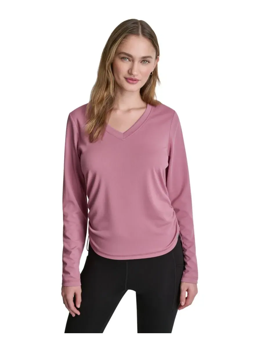 Женский топ с длинным рукавом и боковой драпировкой DKNY Sport