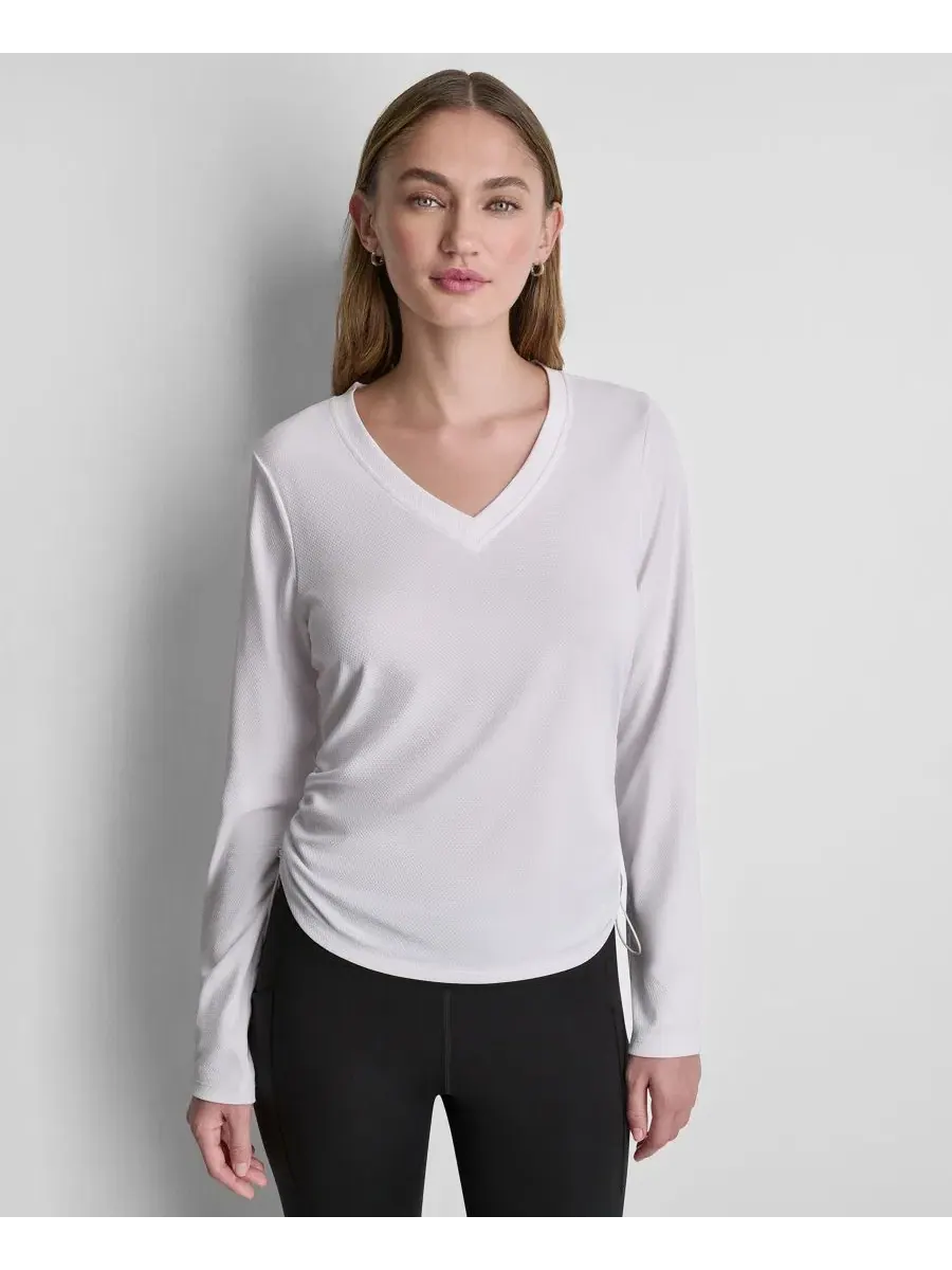 Женская футболка-лонгслив с боковой драпировкой DKNY Sport