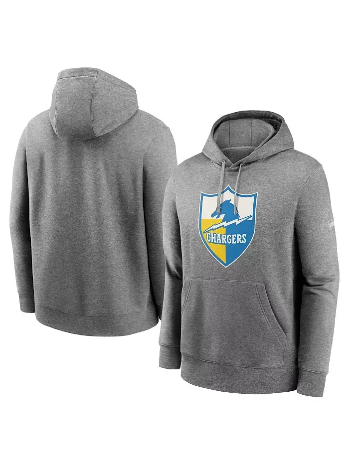 Мужская толстовка с капюшоном Los Angeles Chargers Rewind Club из флиса — изображение 1 из 2, серый