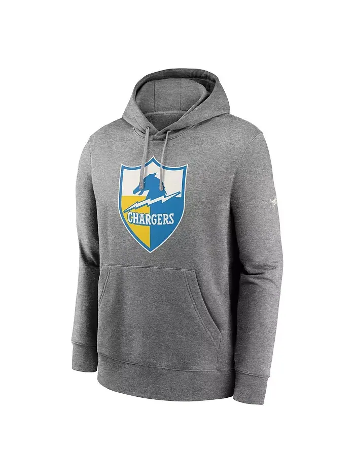 Мужская толстовка с капюшоном Los Angeles Chargers Rewind Club из флиса — изображение 2 из 2, серый