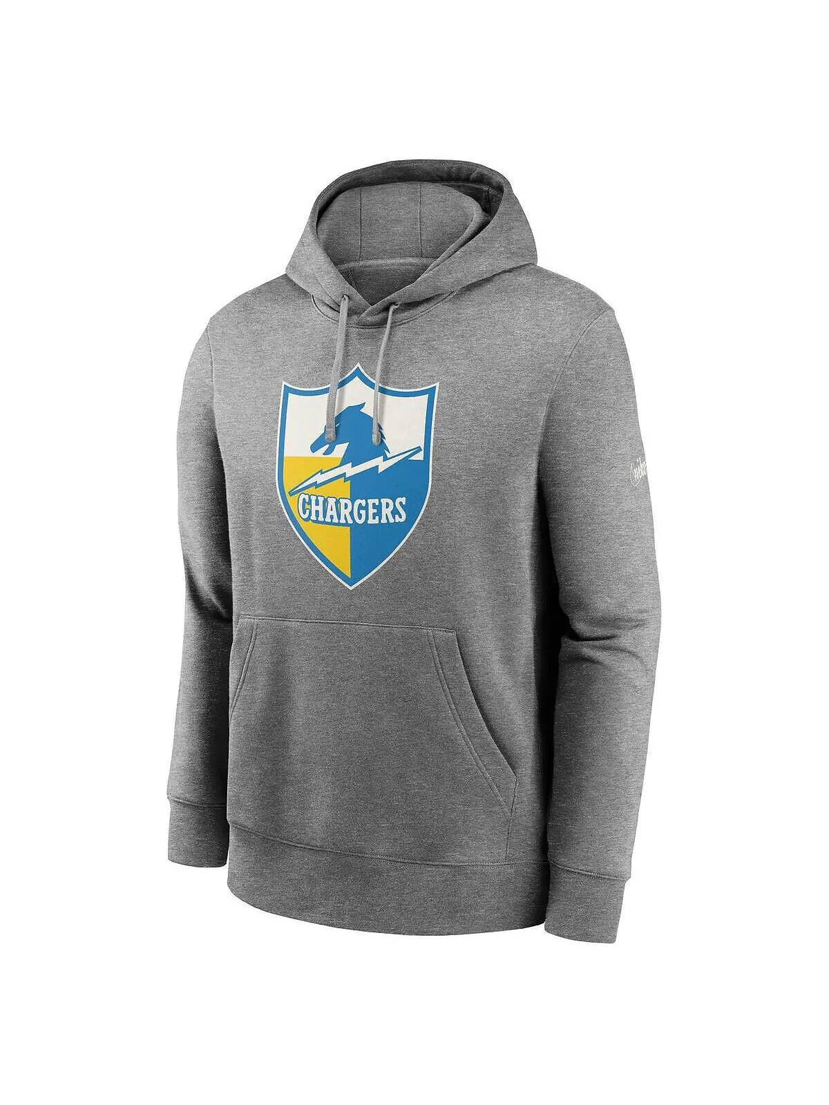Мужской флисовый пуловер с капюшоном Los Angeles Chargers Rewind Club серого цвета Nike — изображение 2 из 2, серый